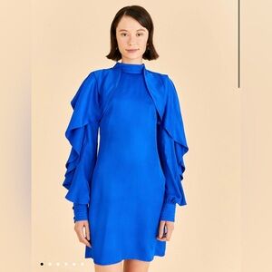 Farm Rio bright blue ruffled dress